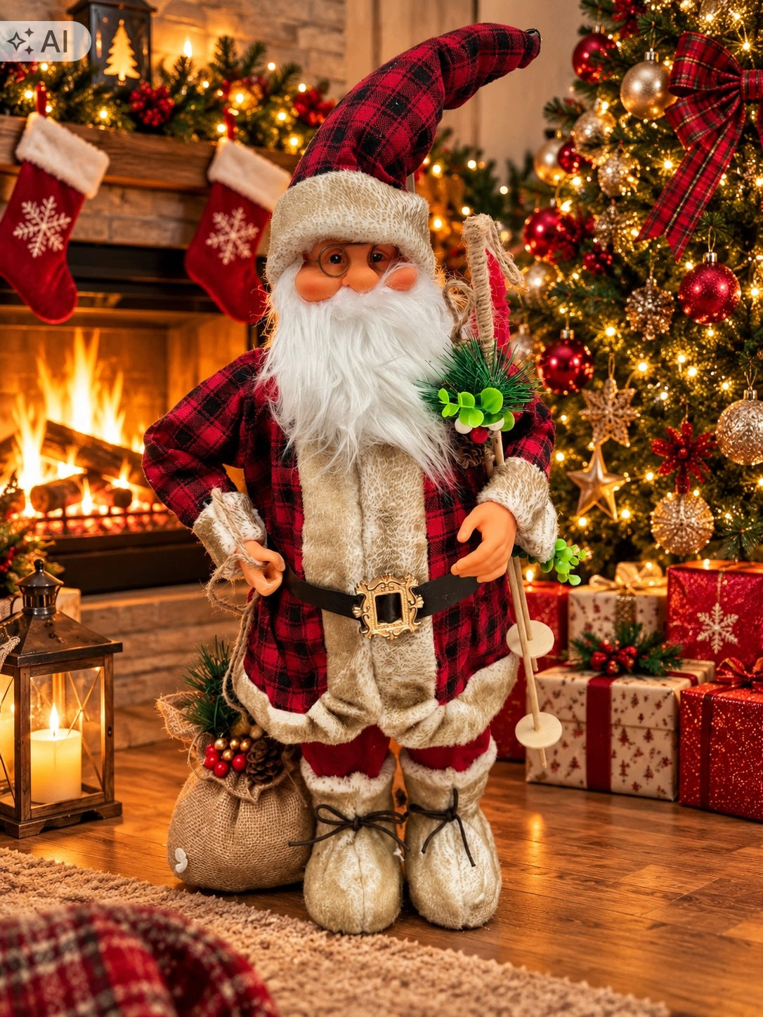 Standing Santa Claus Figurine, Christmas Ornament, 70CM Santa Doll Brand no brand