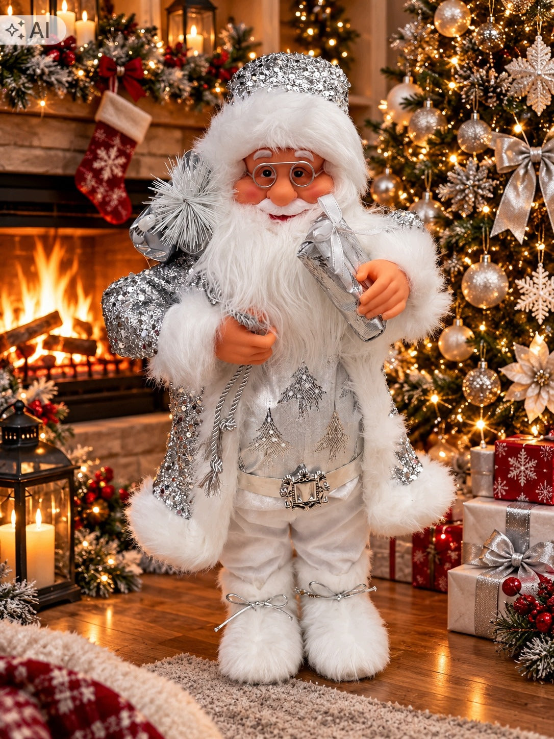 Standing Santa Claus Figurine, Christmas Ornament, 70CM Santa Doll