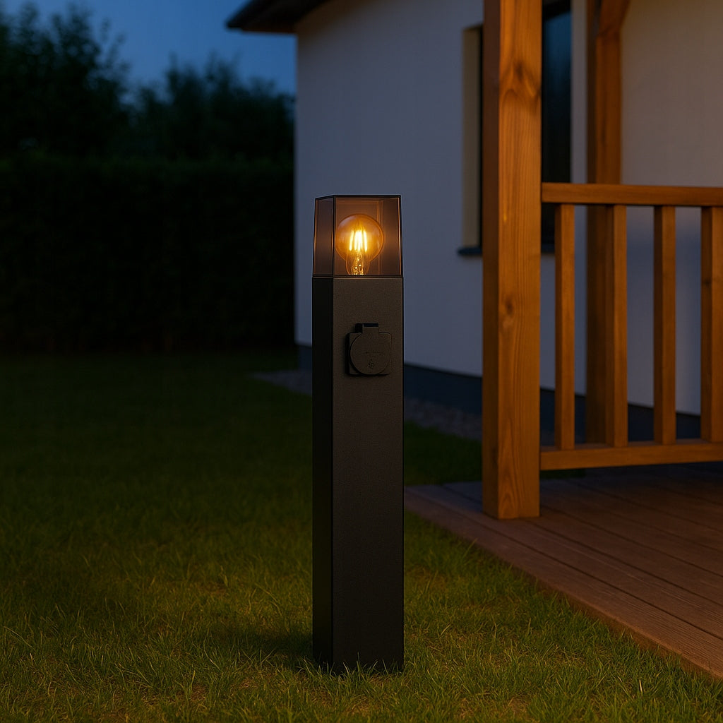 Standing lamp garden post LED 60cm SOCKET 230V outdoor E27 BLACK Product height 60 cm