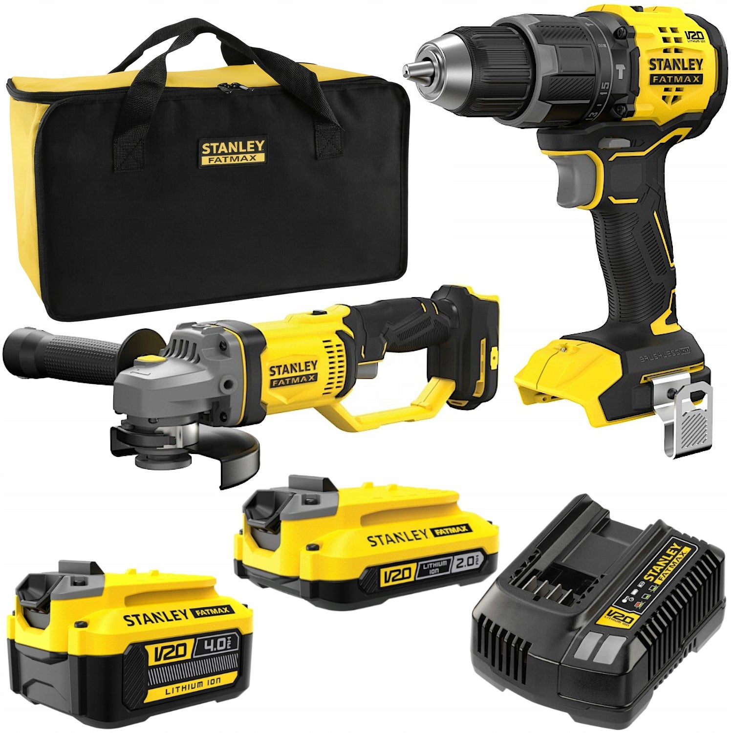 Stanley Set Screwdriver Grinder Charge 1x2Ah 1x4Ah Bag SFMCK208MDS