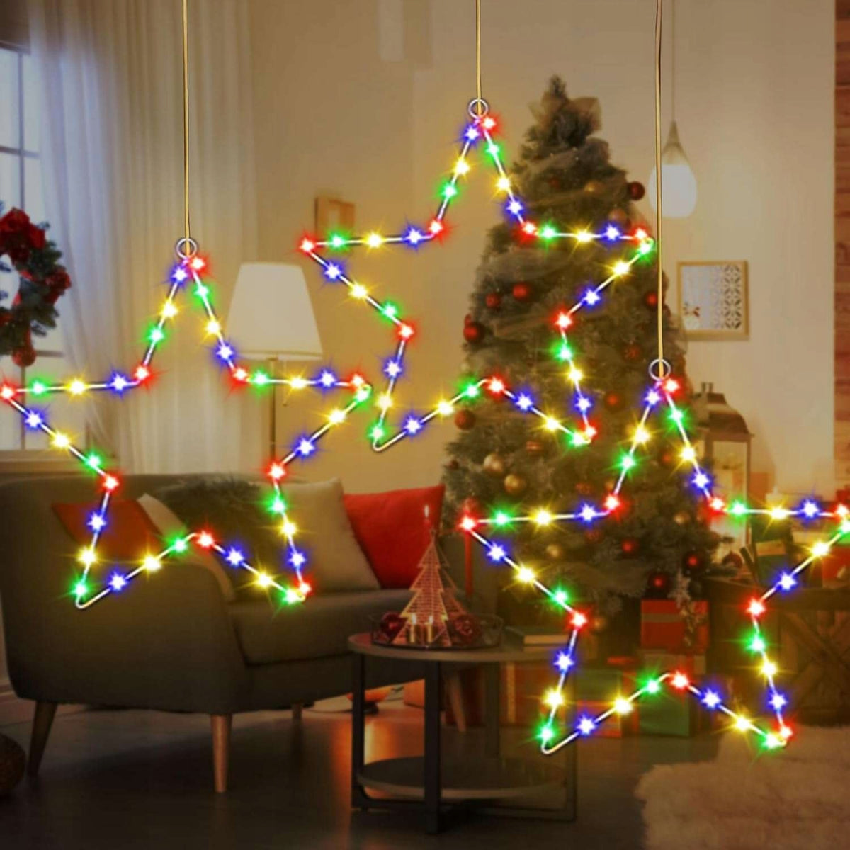 Star Glowing LED for Christmas Window Hanging Decoration 3 Pcs Packaging status original