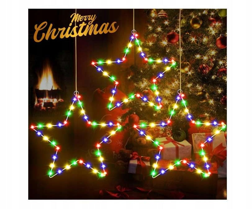 Star Glowing LED for Christmas Window Hanging Decoration 3 Pcs