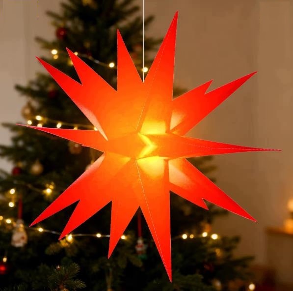 Star of Bethlehem Christmas Glowing LED 3D Timer RED - 45 cm