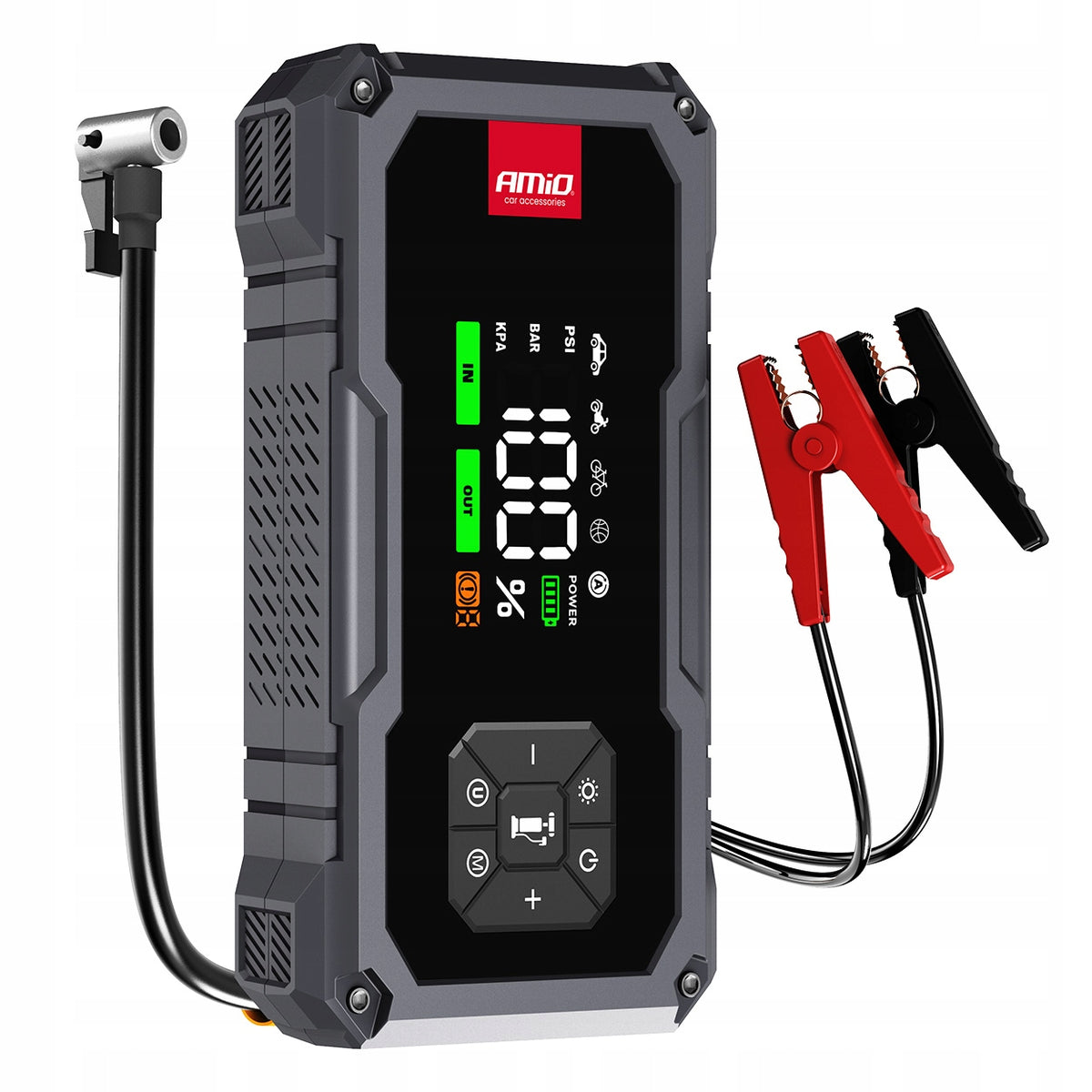 Starting Device 4in1 Booster Powerbank Compressor LED Flashlight 12V 600A