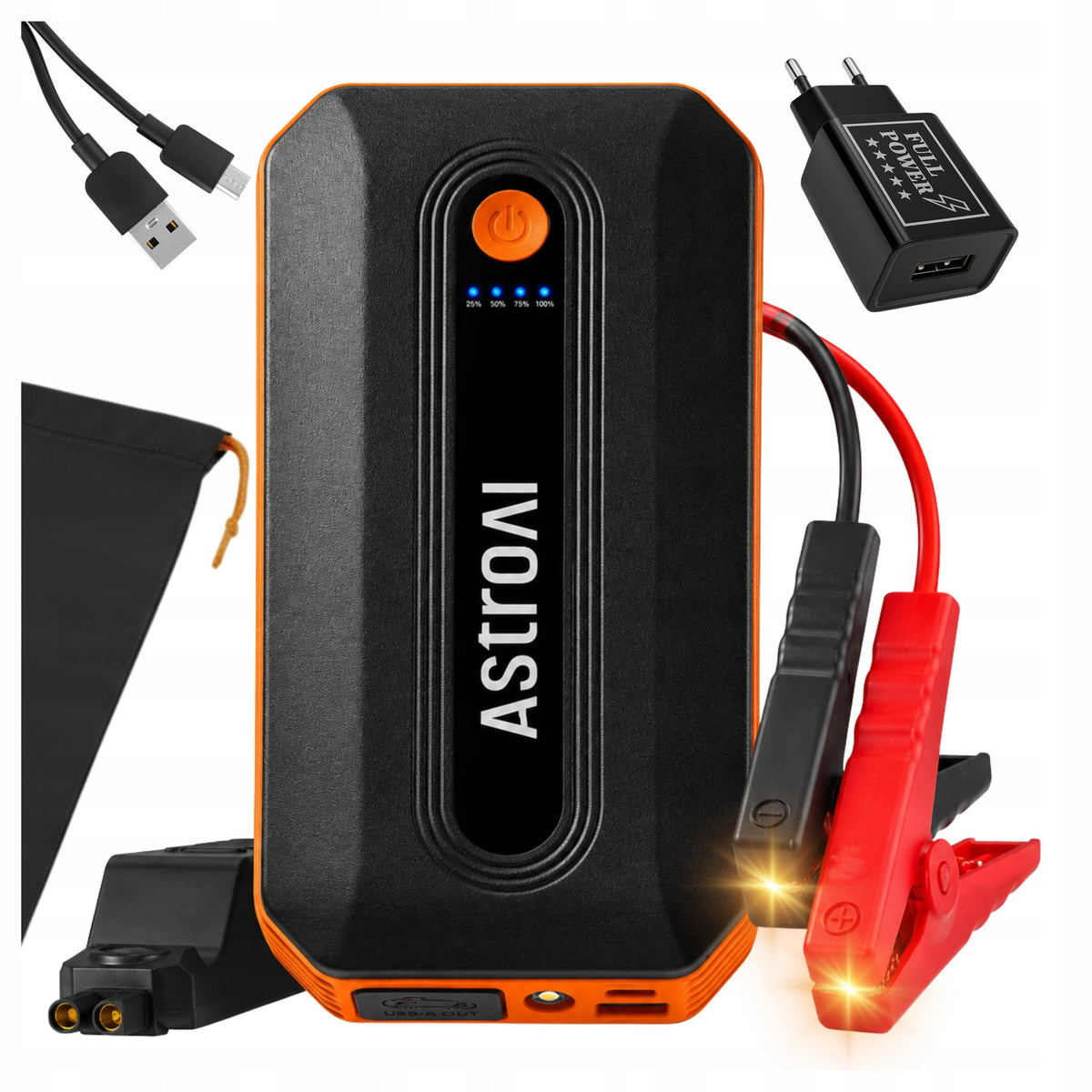 Starting device booster start jump starter 2000A 12V LED flashlight
