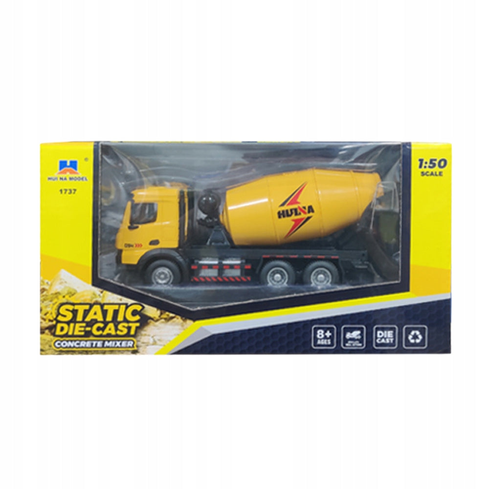 Static Model Concrete Mixer 1:50 HUINA Metal Lean Toys Kid's age 3＋ years