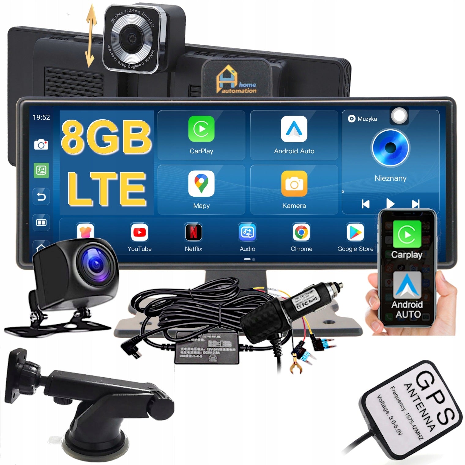 Station Radio Carplay Recorder Camera GPS Navigation Screen Android 15 8GB