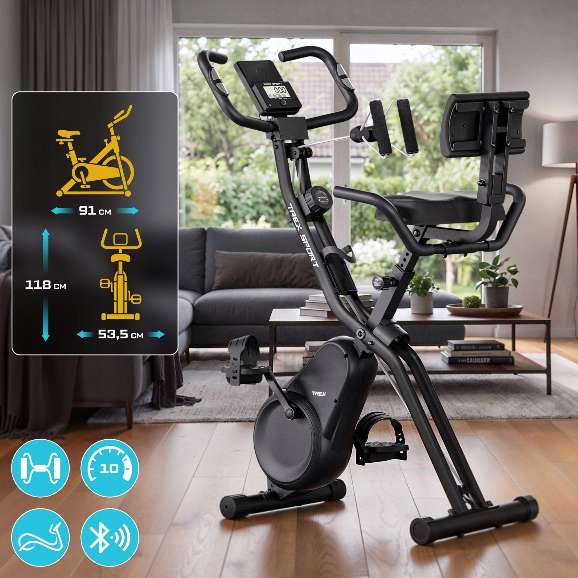 Stationary Bike Folding for Exercise Training up to 120kg TRIBER Trex Sport Packaging status original