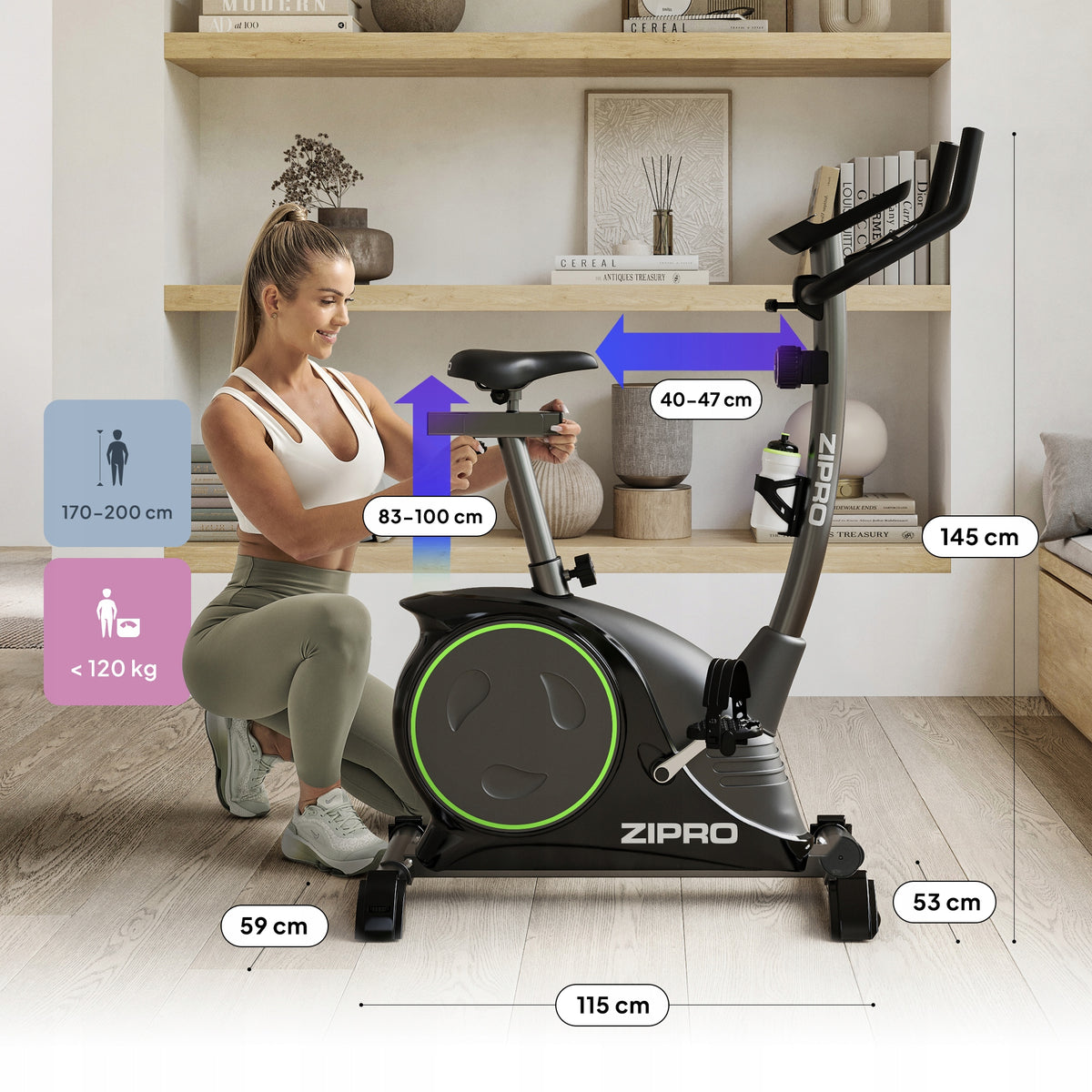 Stationary Bike Magnetic Training Bike up to 150kg + Water Bottle - ZIPRO Manufacturer code 1592569
