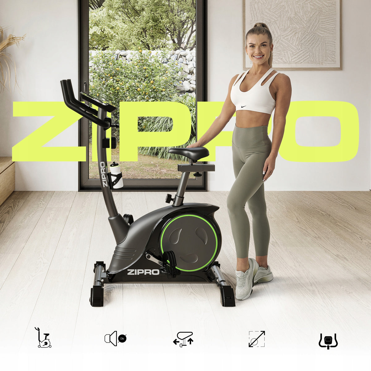 Stationary Bike Magnetic Training Bike up to 150kg + Water Bottle - ZIPRO Packaging status original