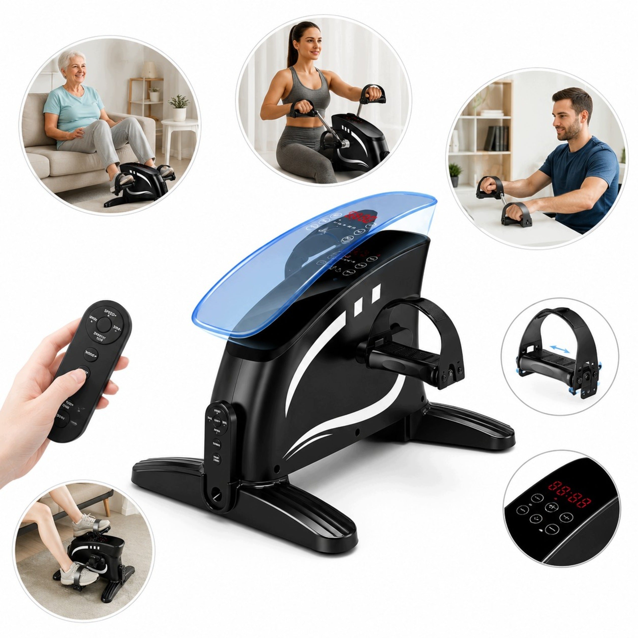 Stationary Bike Trainer Mini Bike Crank Mechanism 6 Levels LCD