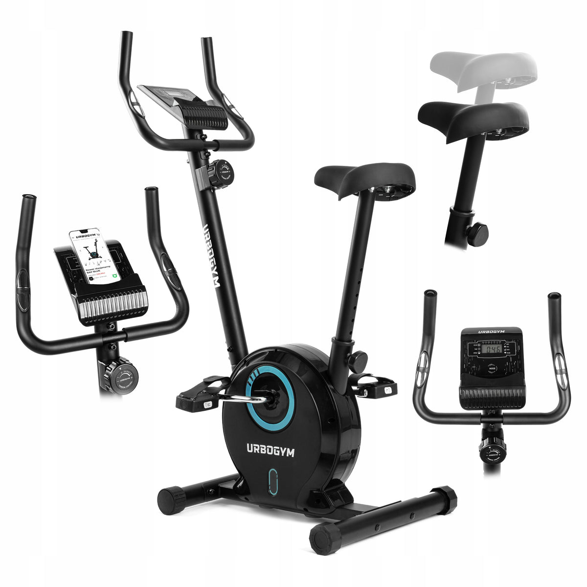 Stationary Exercise Bike Magnetic Mini Home Bike URBOGYM BAY BLUE