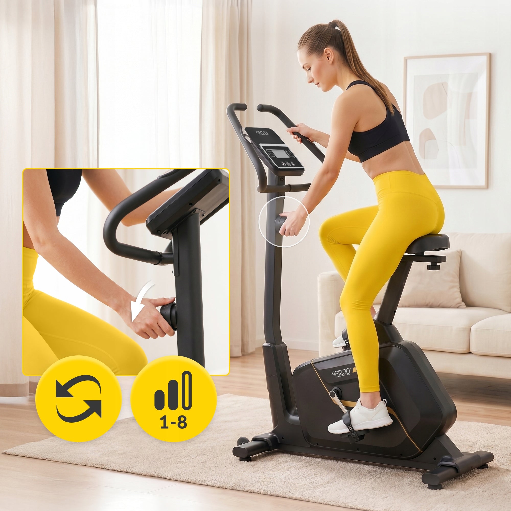 Stationary Exercise Bike Magnetic Training Bike Home Vertical Manufacturer code Rower treningowy magnetyczny MY-PRO czarny