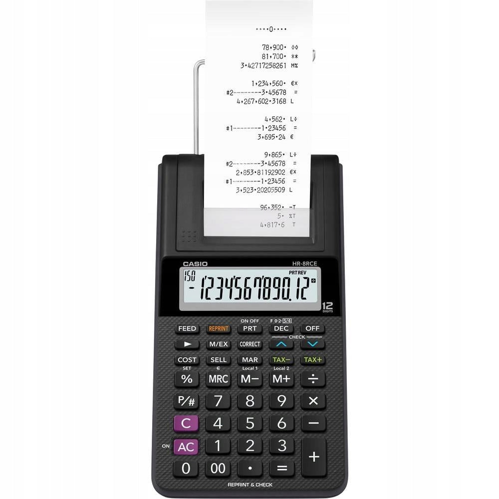 Stationary Printing Calculator Casio HR-8RCE-BK black with batteries