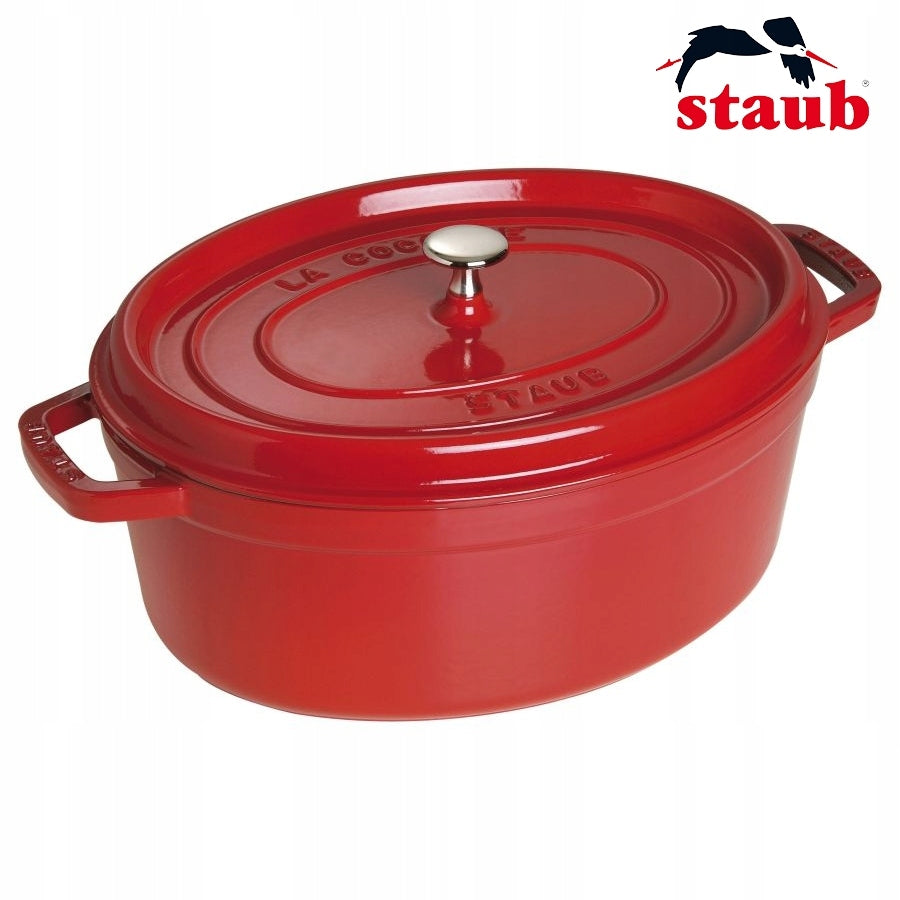 Staub Cocotte Cast Iron 37cm Cherry Oval Brand Staub