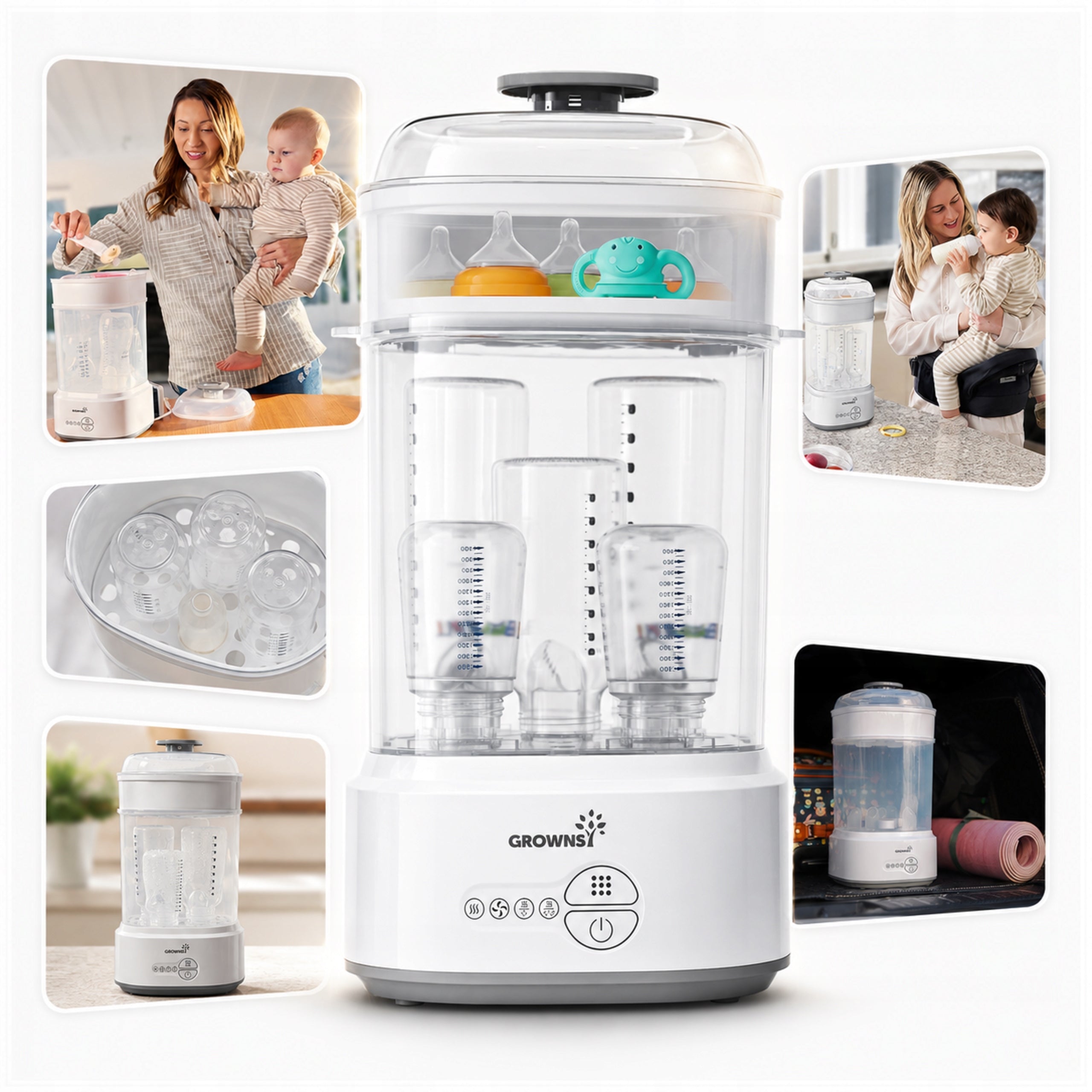Steam Bottle Sterilizer 8 Min Electric Bottle Dryer White