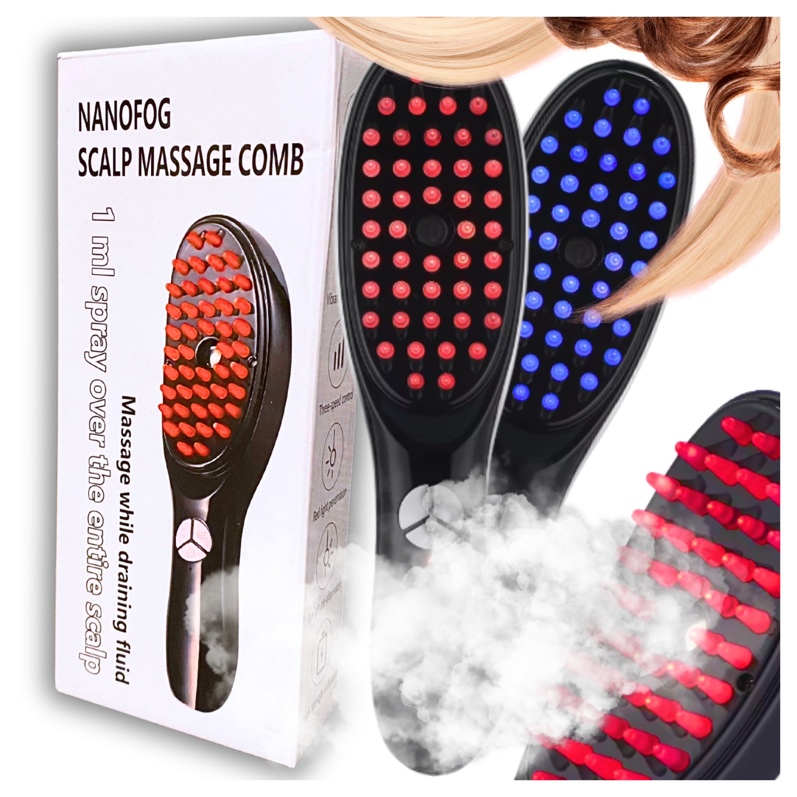 Steam Hair Brush Electric Scalp Massager Light