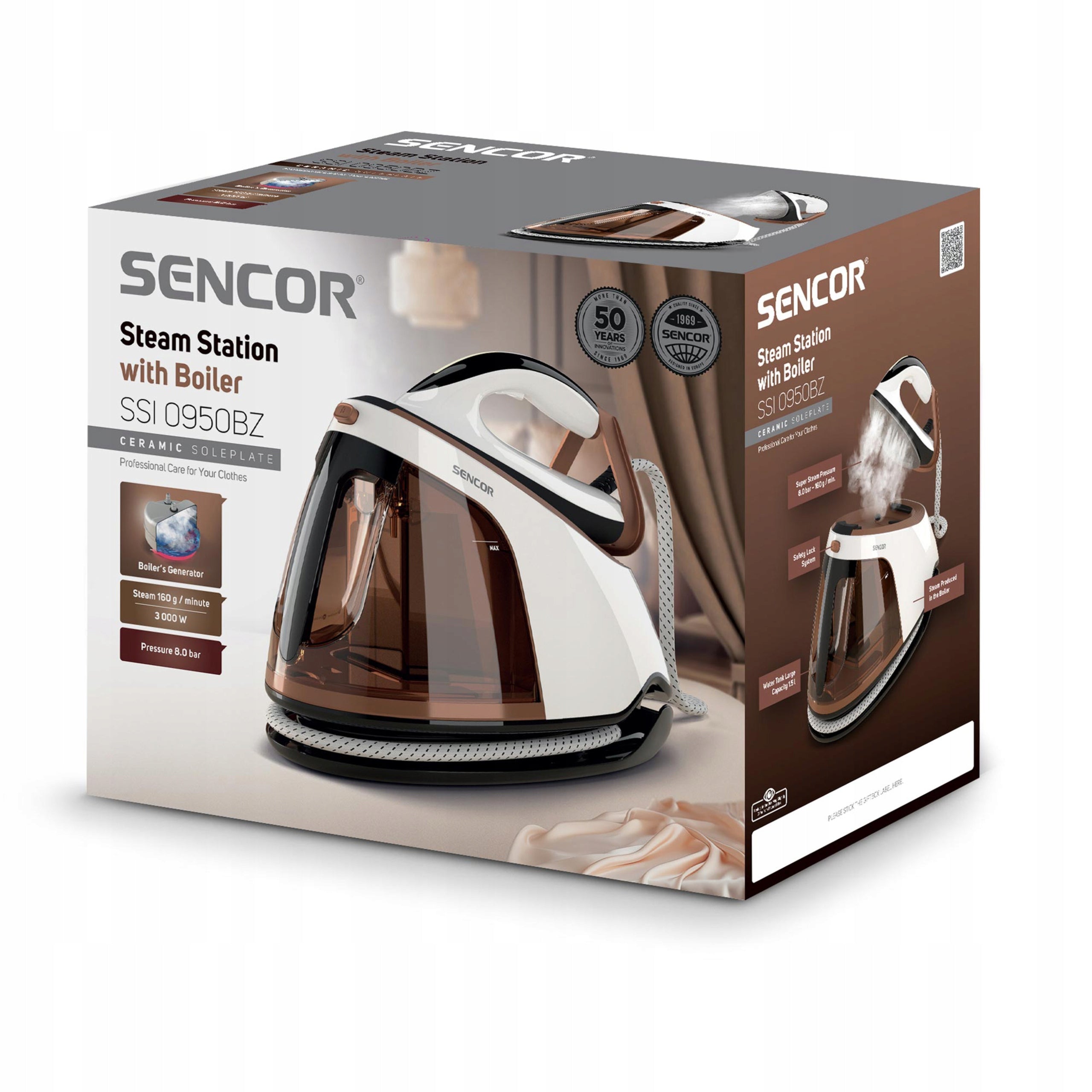 Steam Station Sencor SSI 0950 Ceramic Plate 8 Bar Steam 430g/min 3000W Packaging status original