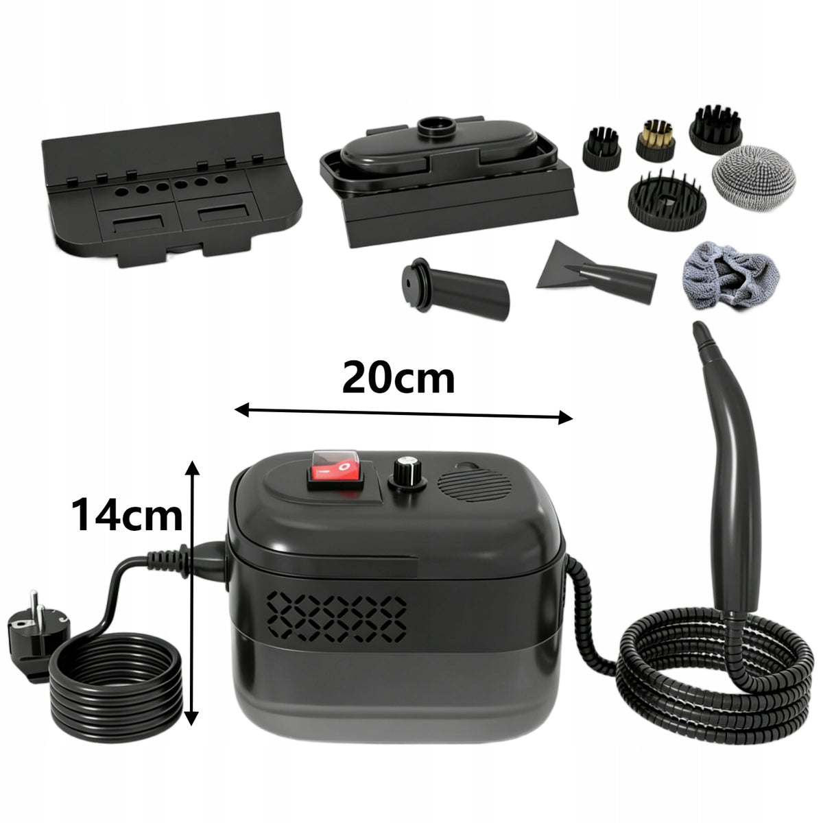 Steam cleaner 2000W 3 bar, hand steamer 1400 ml, black Packaging status original