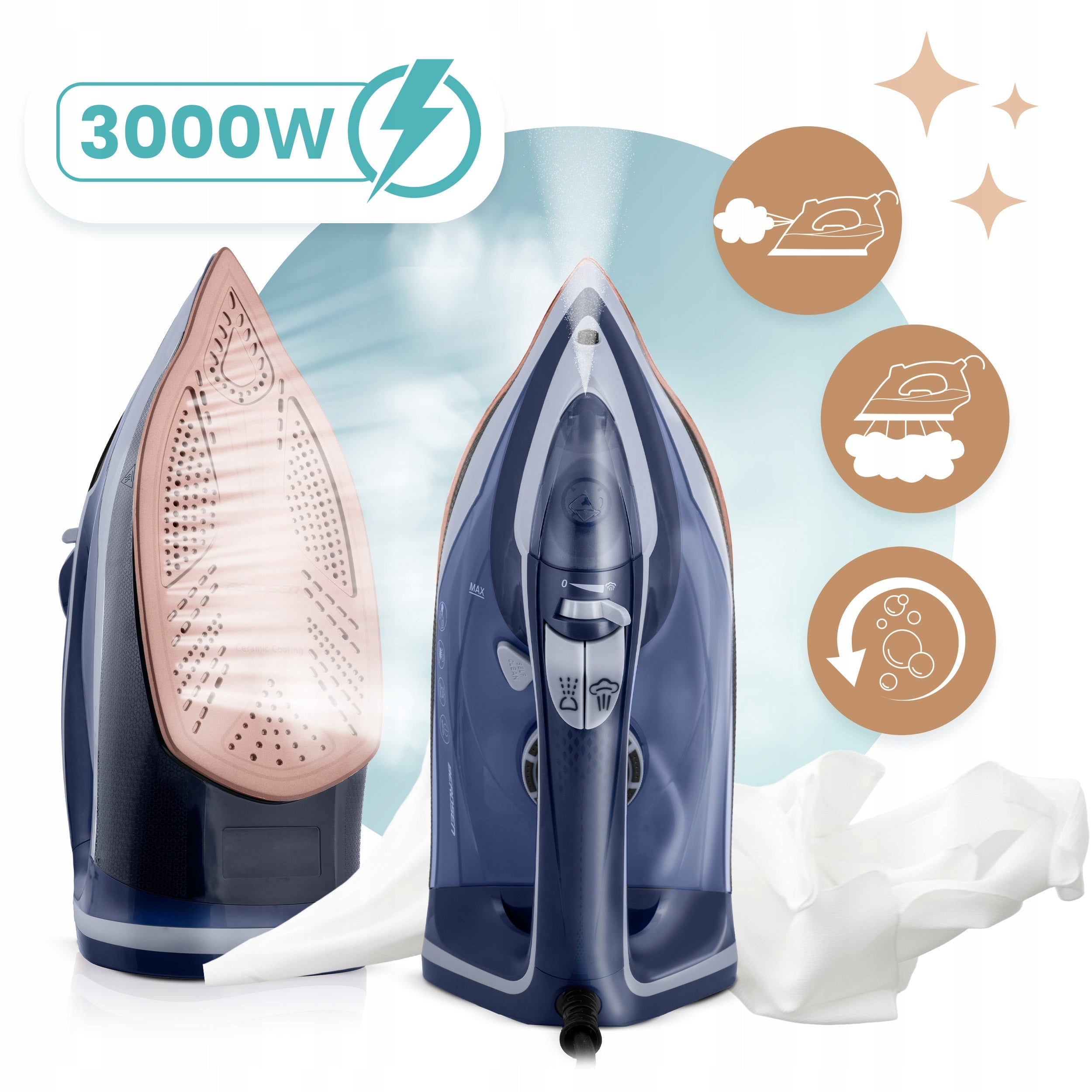Steam iron 3000W BERDSEN BD-330 ceramic coating vertical operation STRONG Manufacturer code 333001