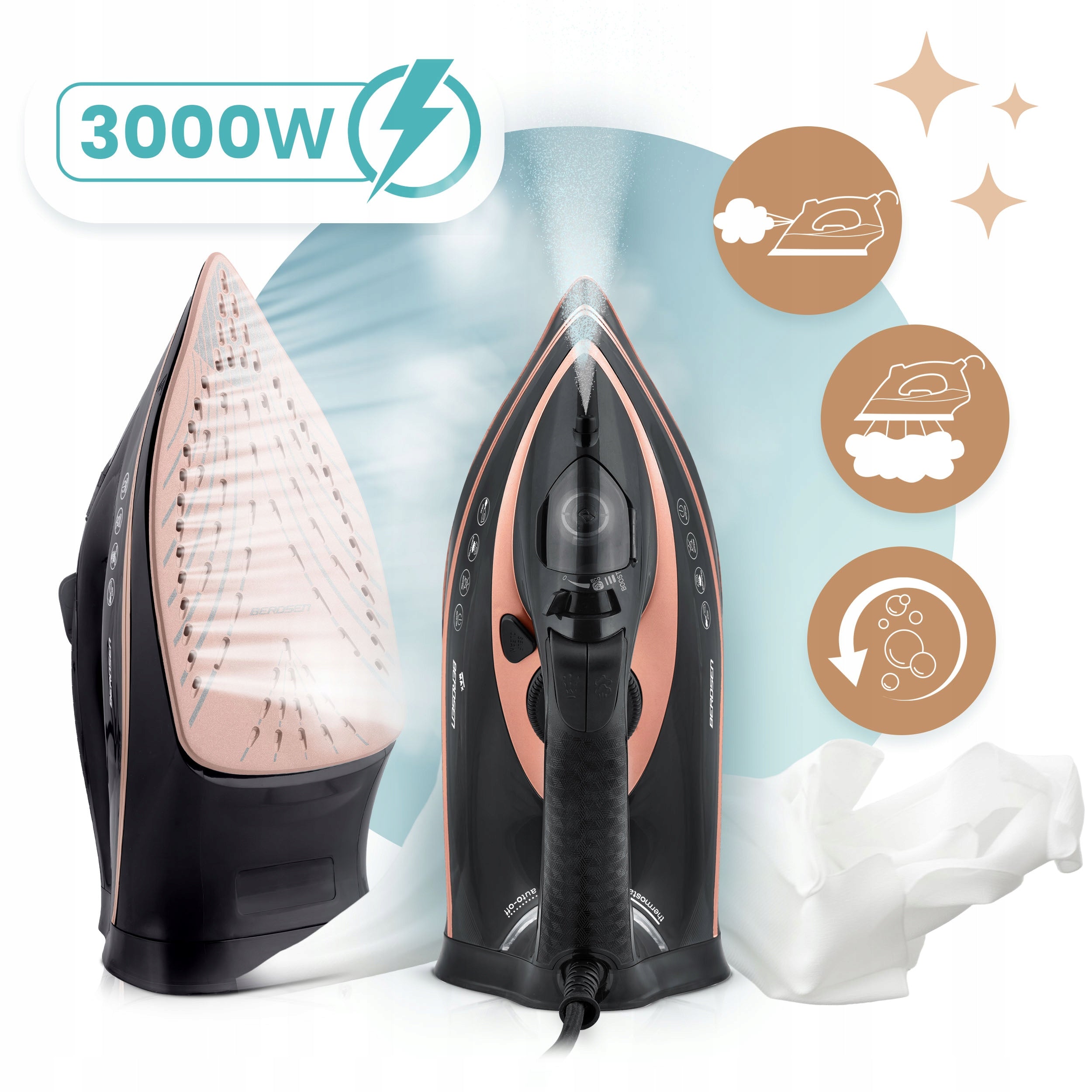 Steam iron 3000W BERDSEN BD-332 ceramic coating vertical operation STRONG EAN (GTIN) 5903890630799