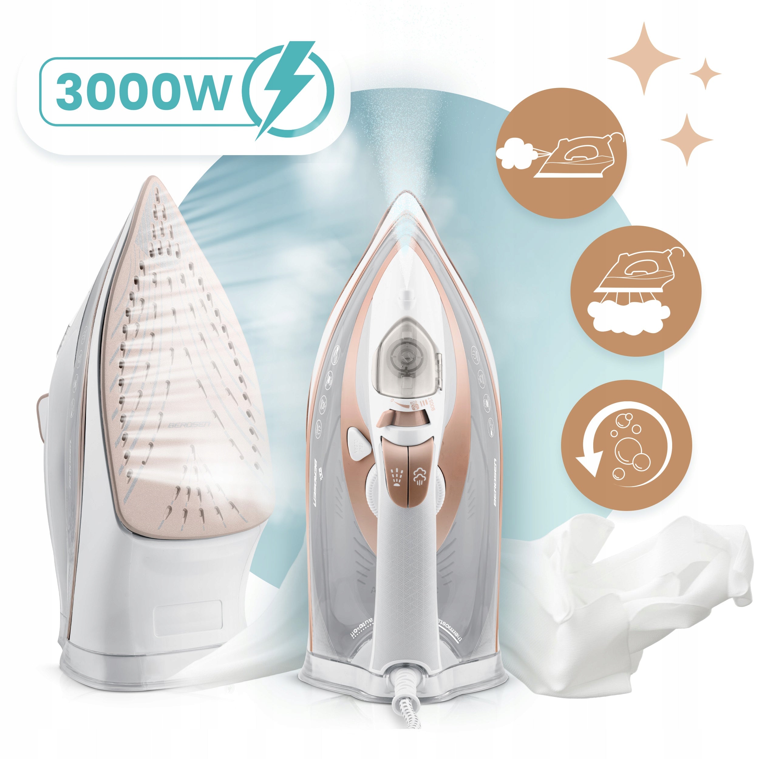 Steam iron 3000W BERDSEN BD-332 ceramic coating vertical operation STRONG Manufacturer code 333201