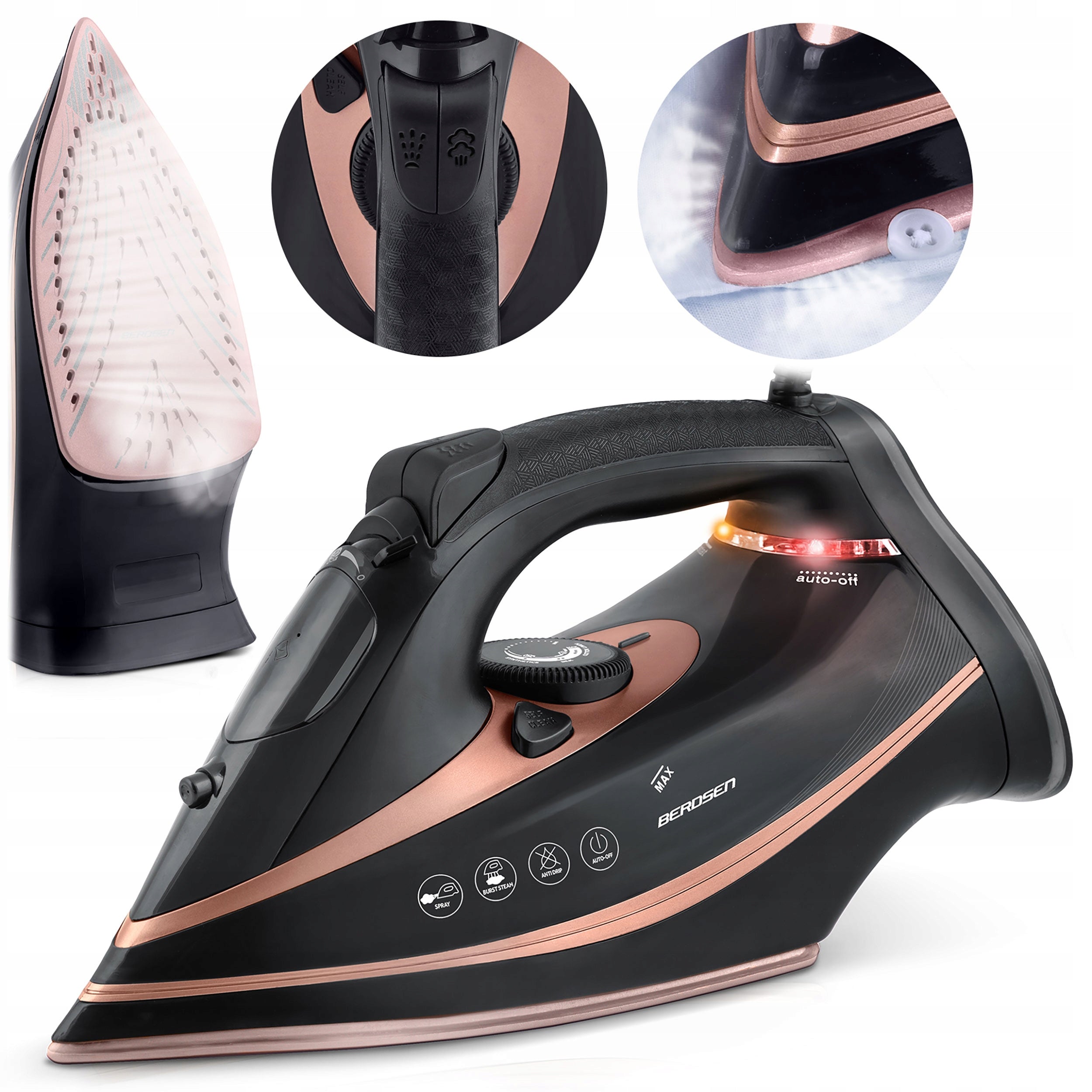 Steam iron 3000W BERDSEN BD-332 ceramic coating vertical operation STRONG