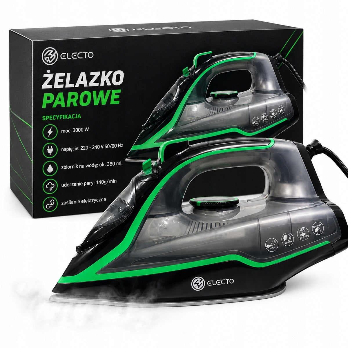Steam iron 3000W solid strong ceramic coating ANTI-DRIP function