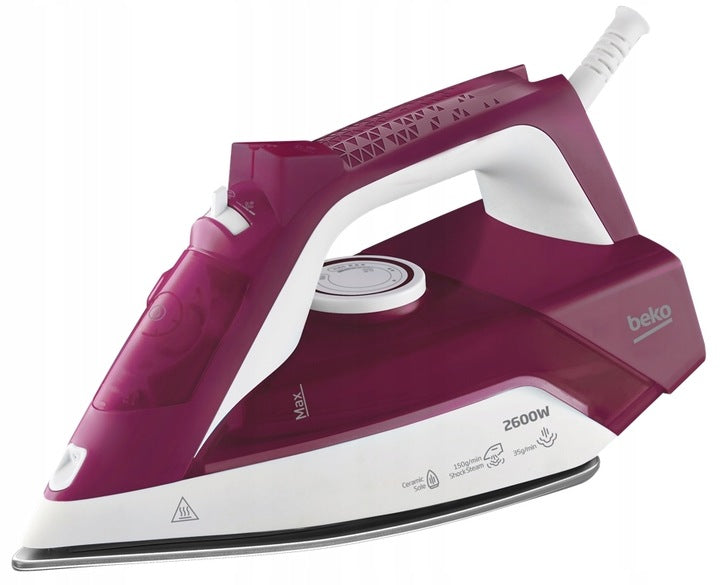 Steam iron Beko SIM3126R burgundy pair 120g/min strong 2600W FIREFIGHTER
