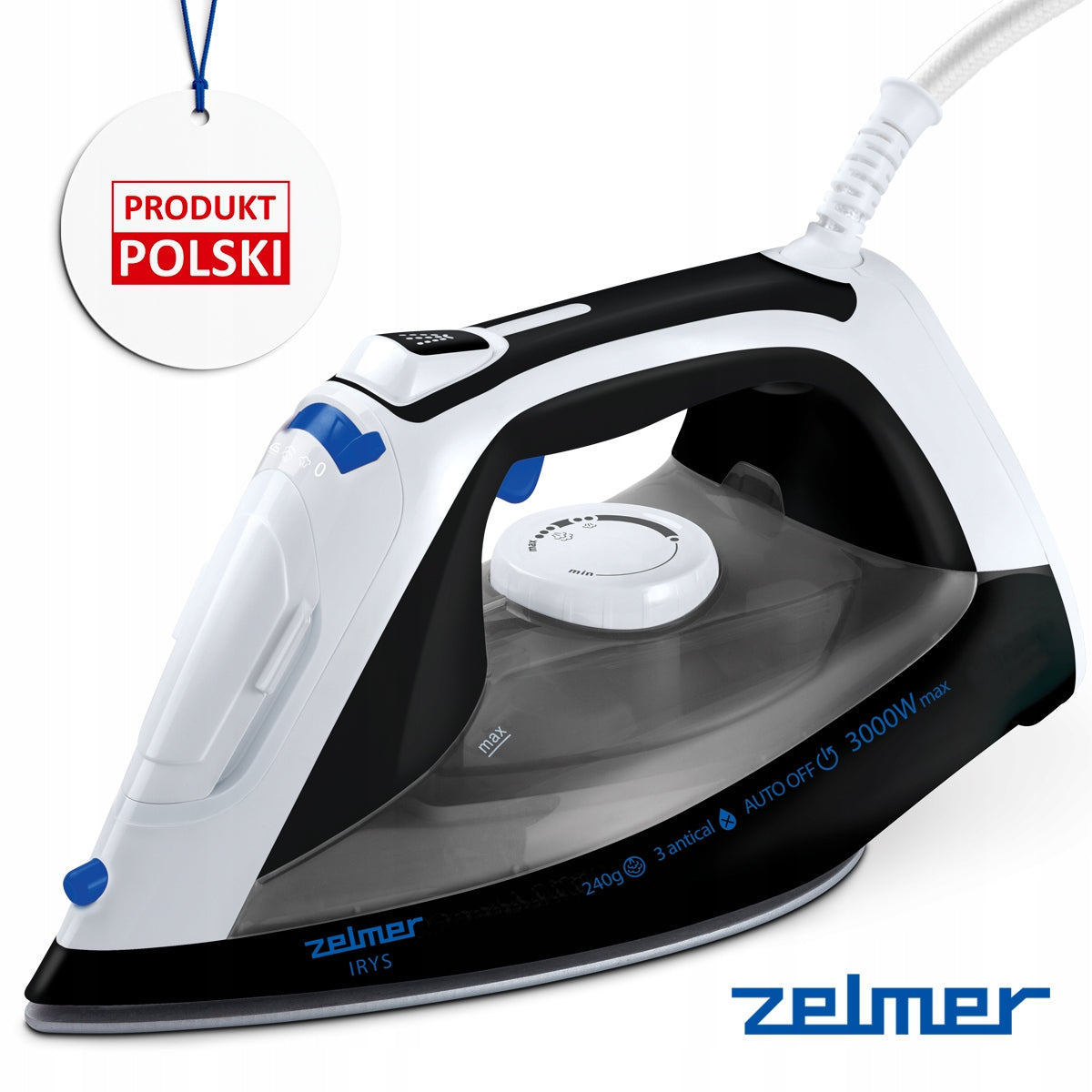 Steam iron Zelmer Iris ZIR3100 3000W 0,4 l ceramic foot Manufacturer code ZIR3100 Irys
