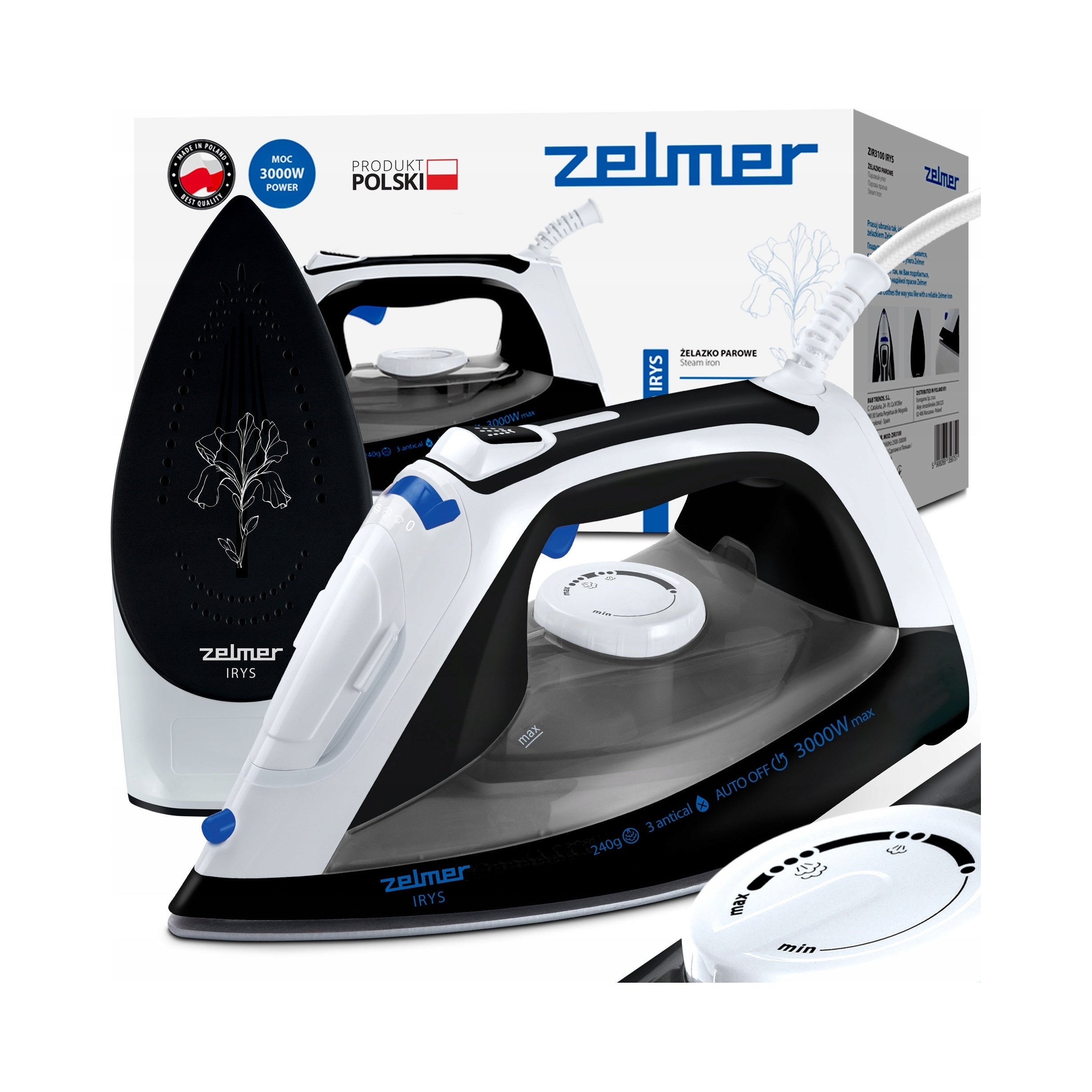 Steam iron Zelmer Iris ZIR3100 3000W 0,4 l ceramic foot