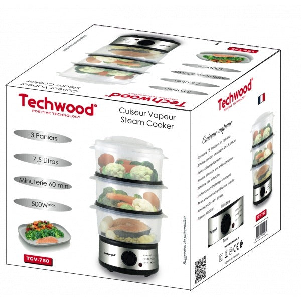 Steam pot Techwood TCV-750, 3 baskets, 7.5 L, 400 W Brand Techwood
