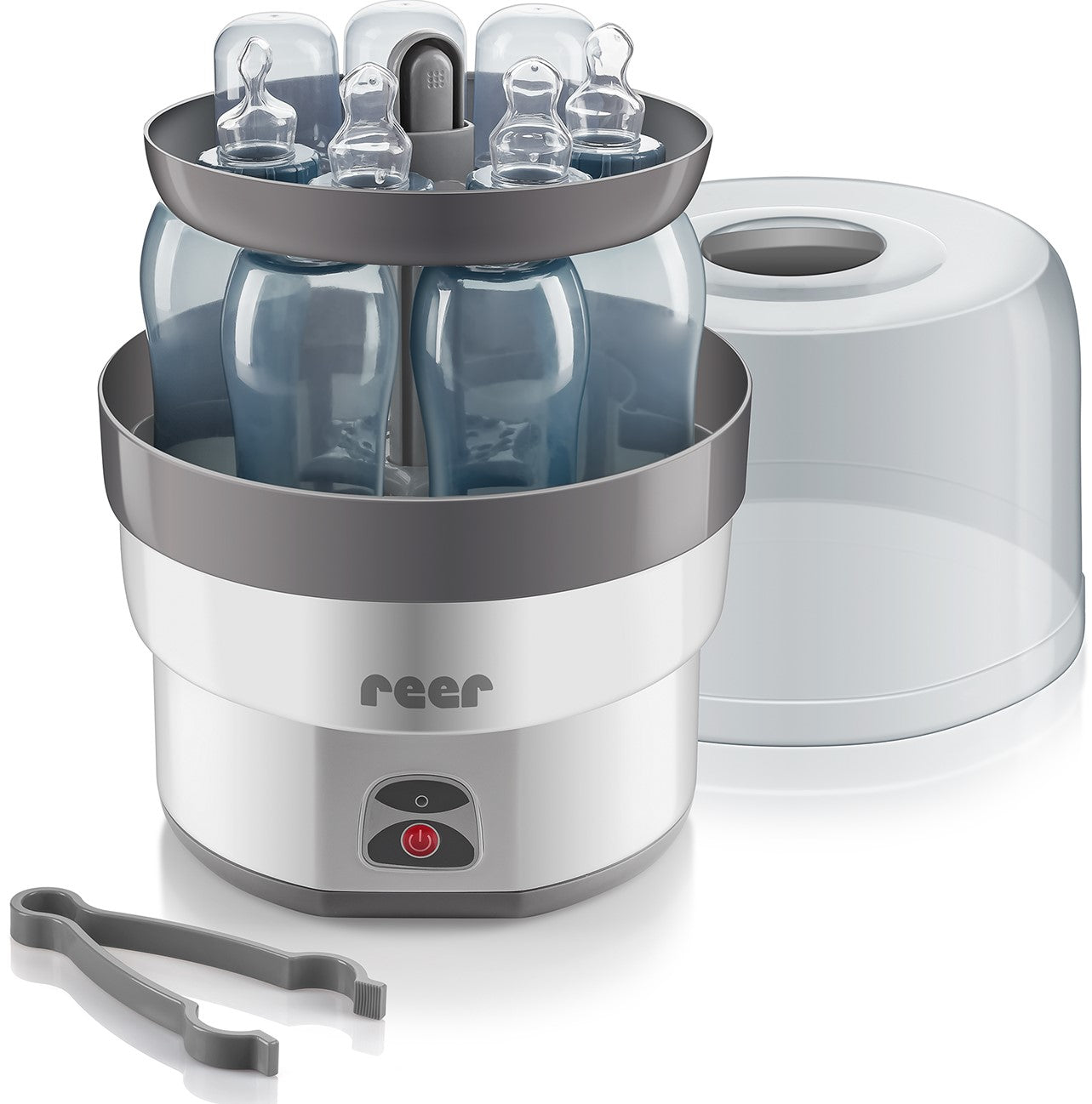 Steam sterilizer for bottles Reer 500W electric with pliers white