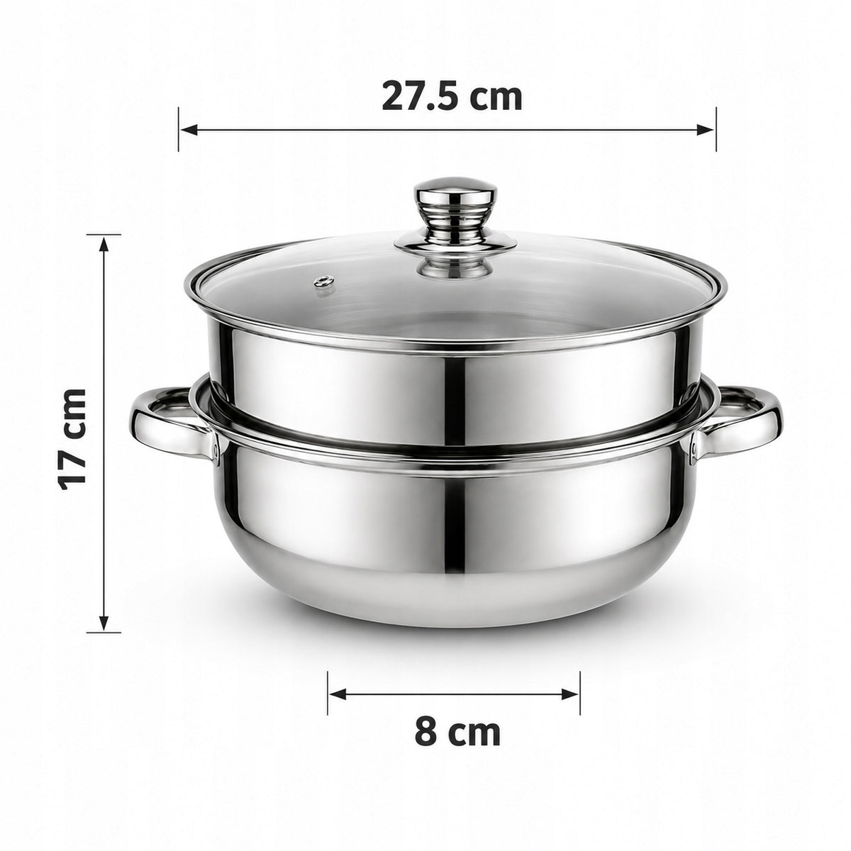 Steamer 28cm Steaming Pot Stainless Steel Large 2P Packaging status original