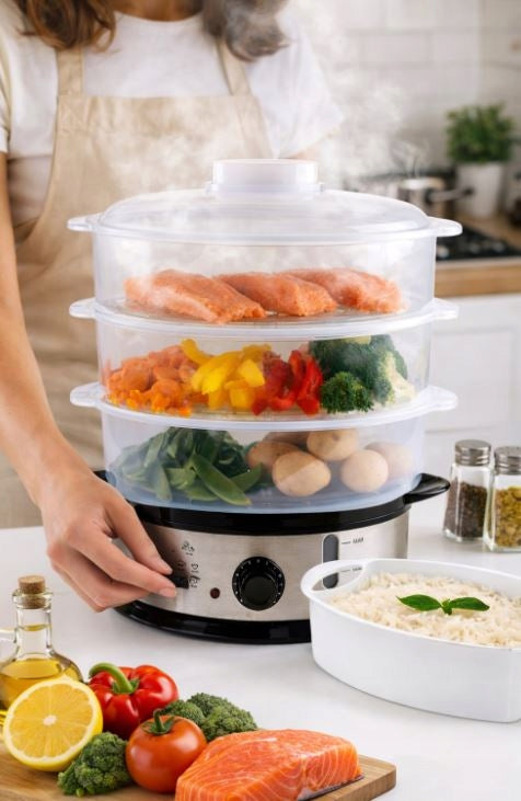 Steamer Ambiano 9L 800W 3 levels stainless steel steaming Manufacturer code 9606673