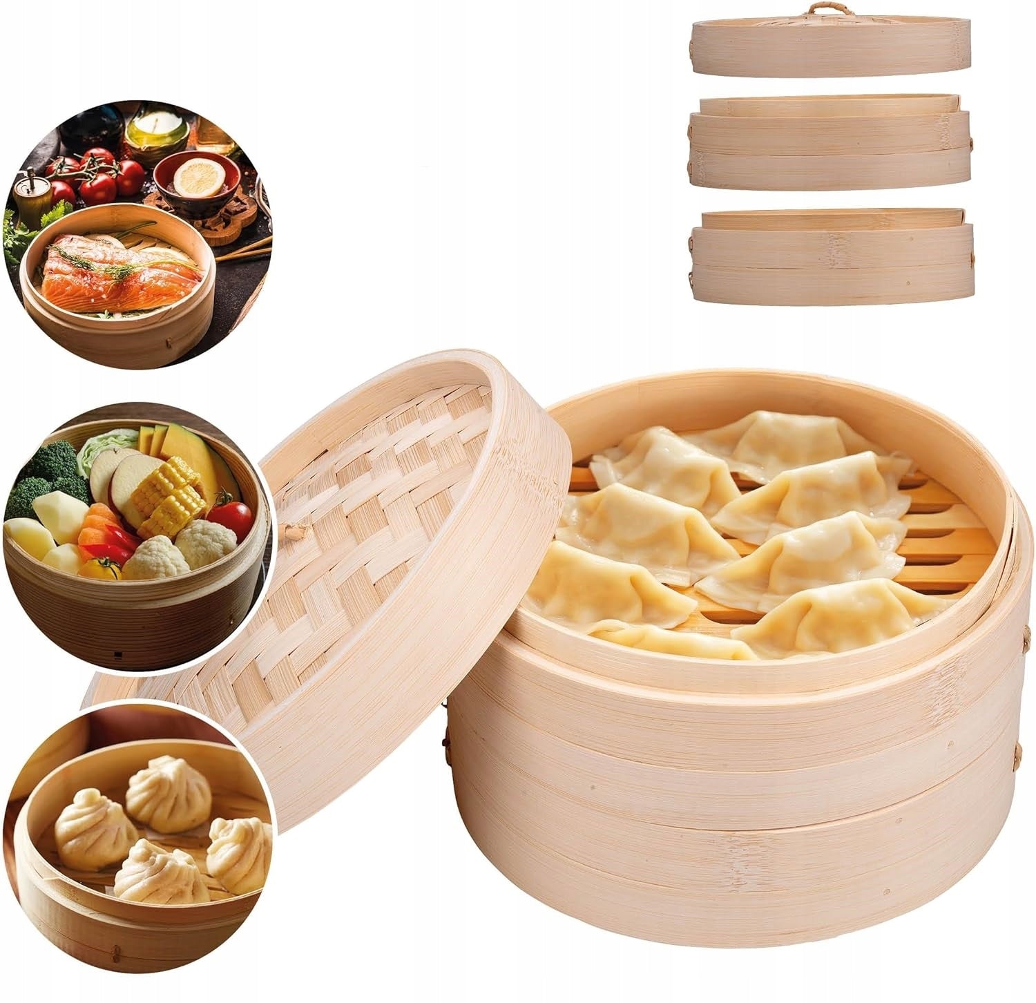 Steamer Bamboo Steamer Basket 2 Tier Double Round 20CM Manufacturer code Parowar Parownik bambusowy kosz okrągły