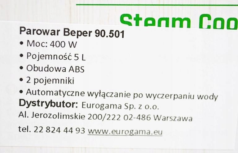 Steamer Beper 90.501 Vaporier Steam Cooker Packaging status original