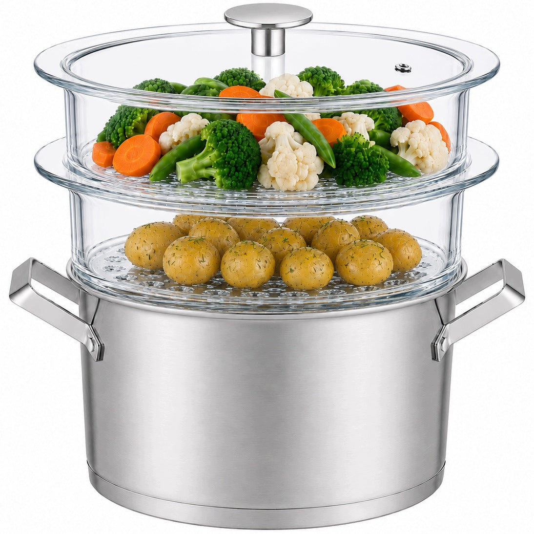 Steamer Glass Steaming Pot 2 Glass Sieves INDUCTION Maddox