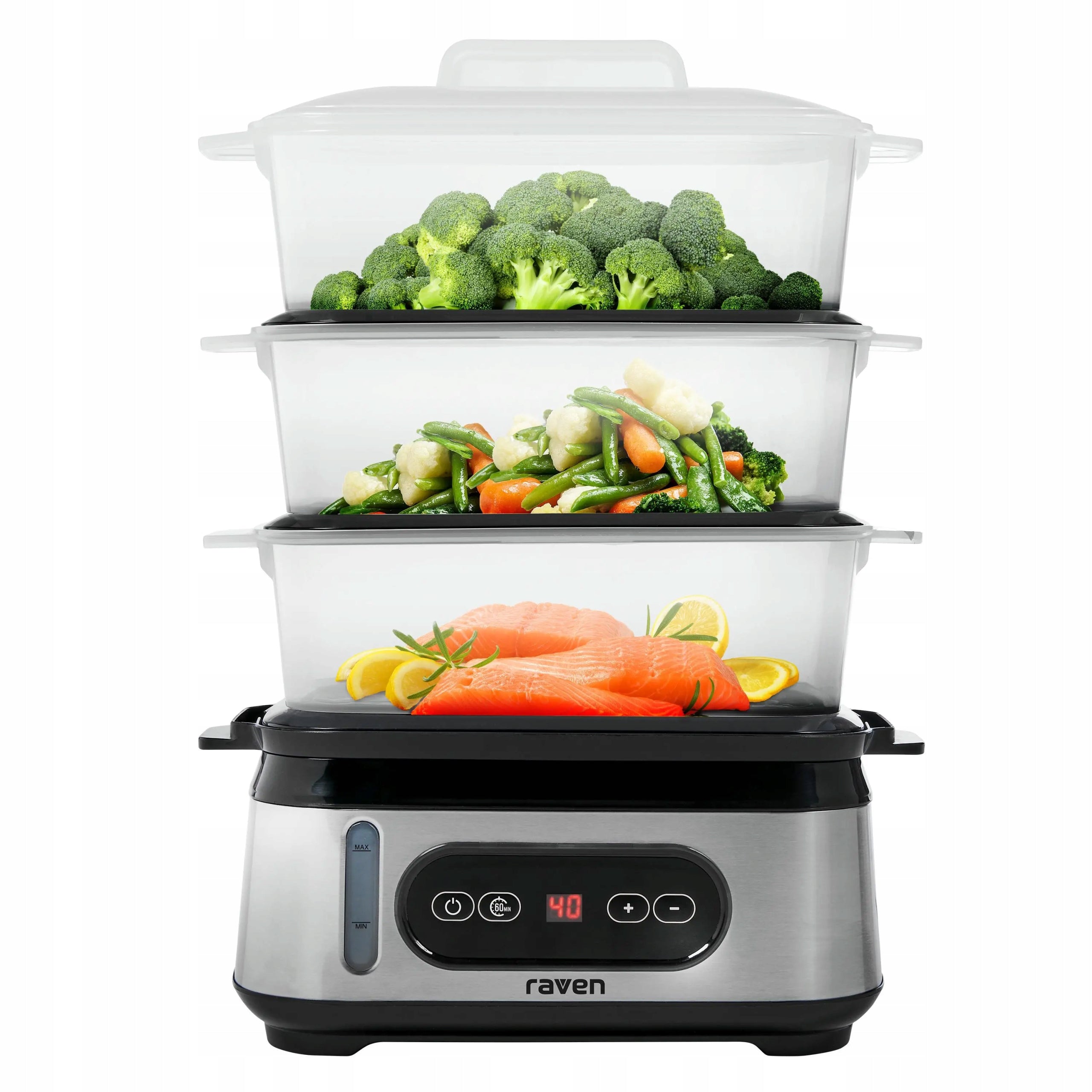 Steamer RAVEN EP002 950W 9 Liters 3 Containers Bulk container