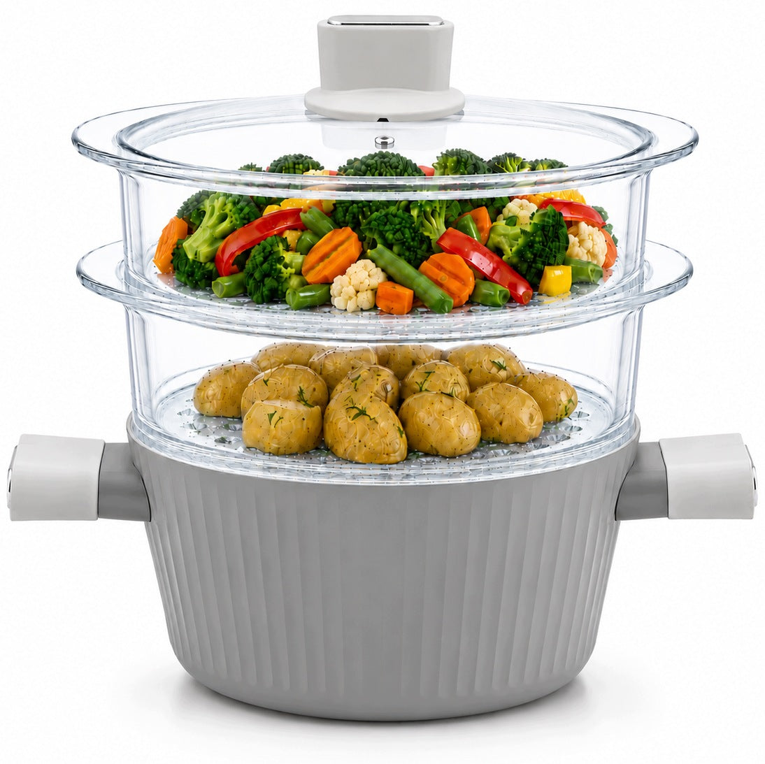 Steamer Steaming Pot Induction 2 Glass Sieves Serrano Cartridges