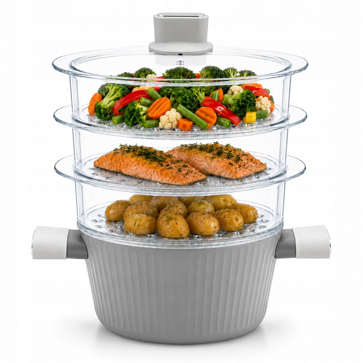 Steamer Steaming Pot Induction 3 Glass Sieves Serrano Cartridges Line Serrano