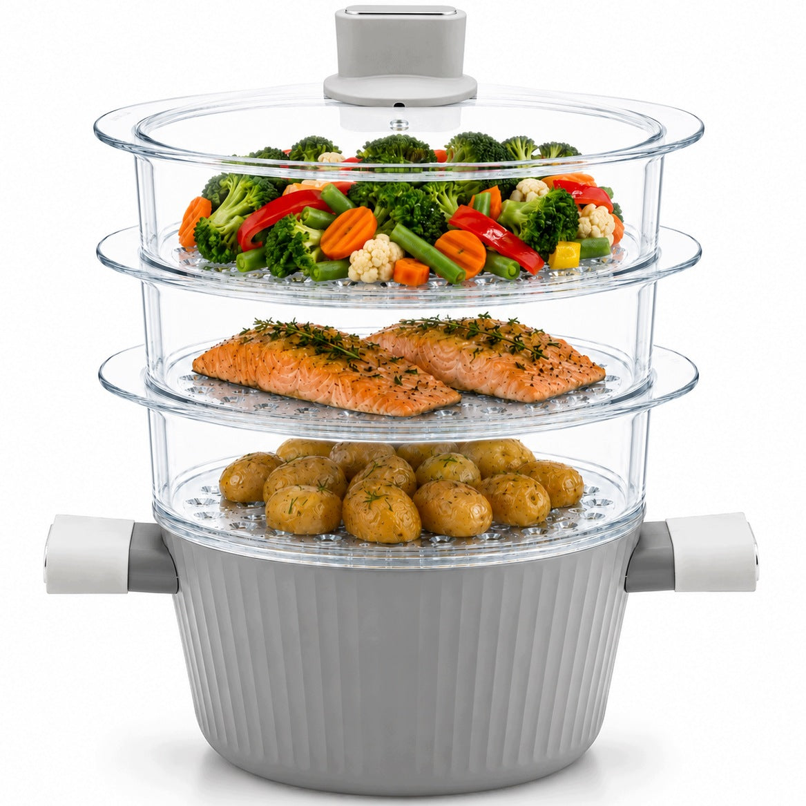 Steamer Steaming Pot Induction 3 Glass Sieves Serrano Cartridges