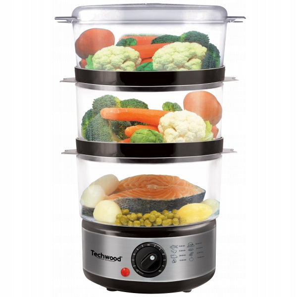 Steamer Techwood TCV-364, 6 l, 3 baskets, stainless steel, 400 W