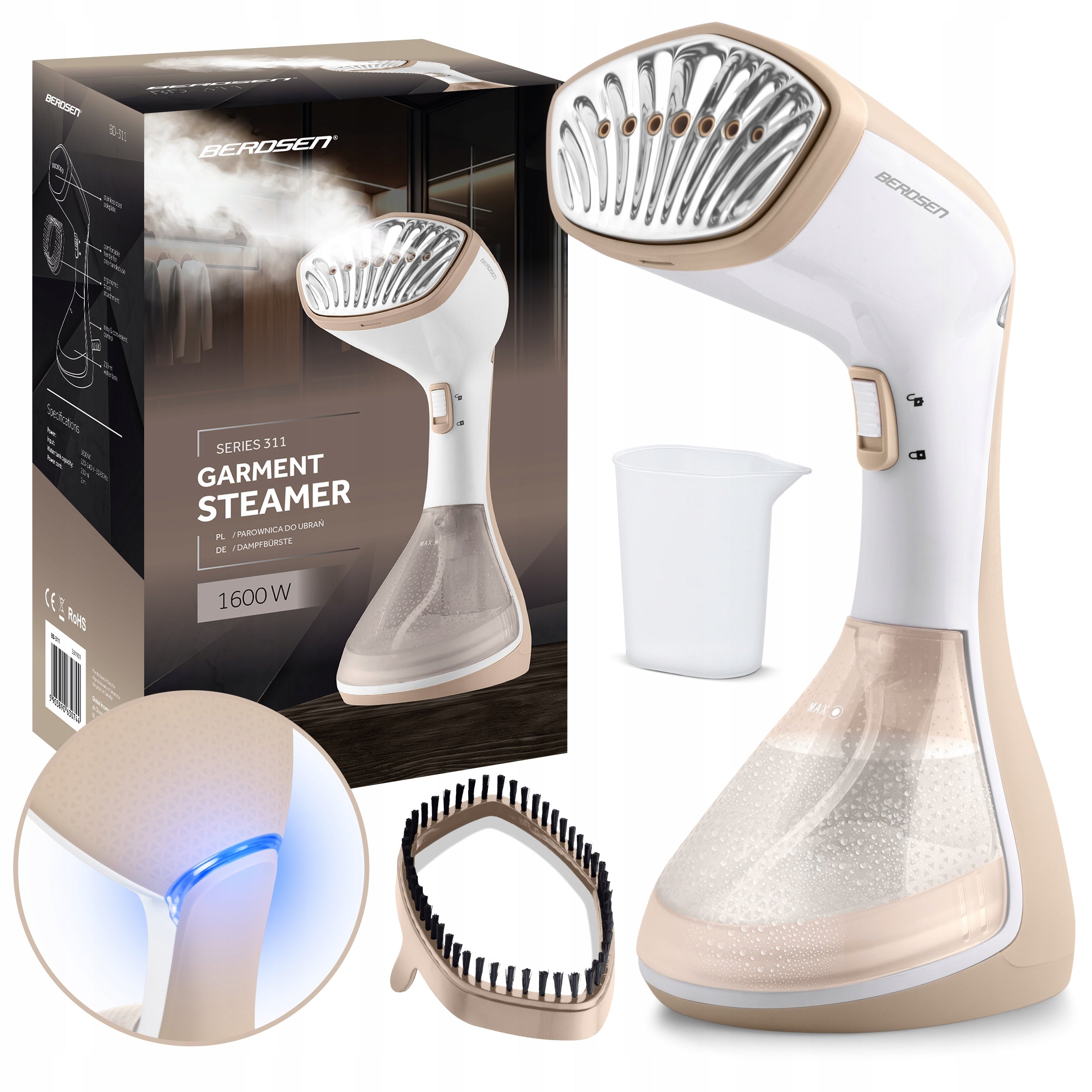 Steamer for Clothes 1600W Steamer Steam iron 26g/min Berdsen NEW