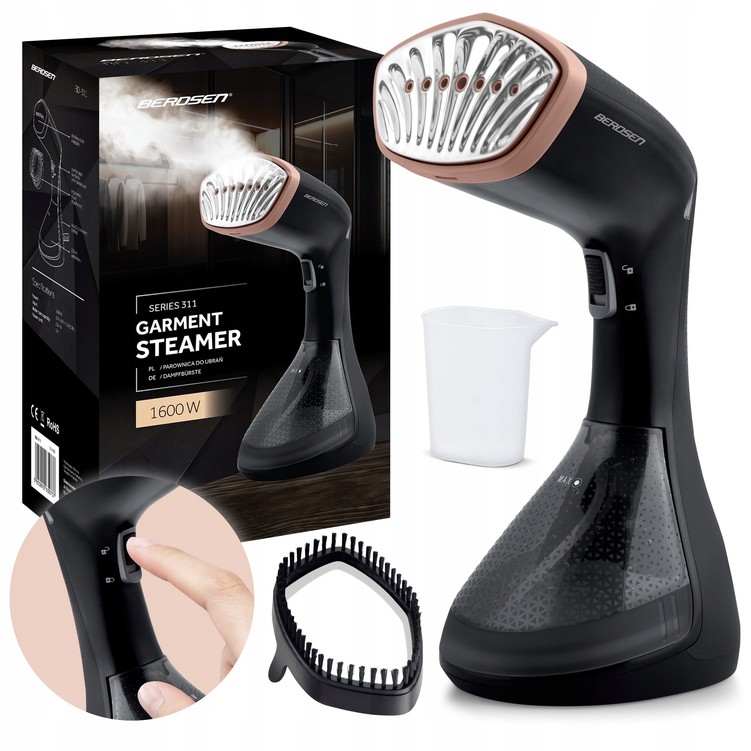 Steamer for Clothes 1600W Steamer Steam iron 26g/min Berdsen NEW
