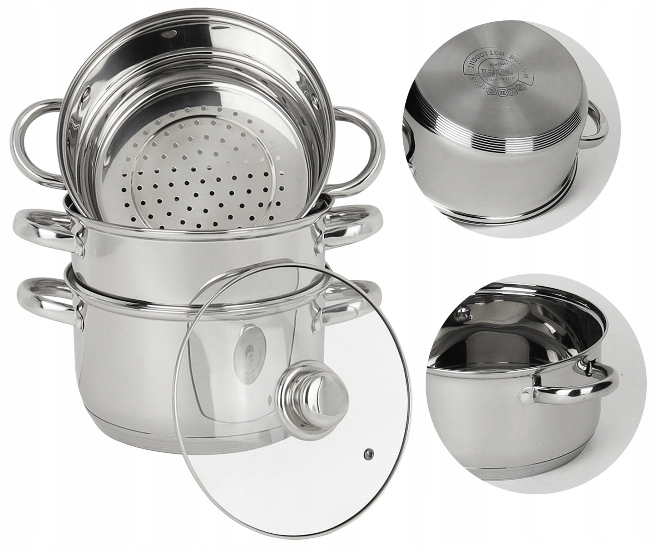 Steaming pot 24 cm 4 el steamer induction gas