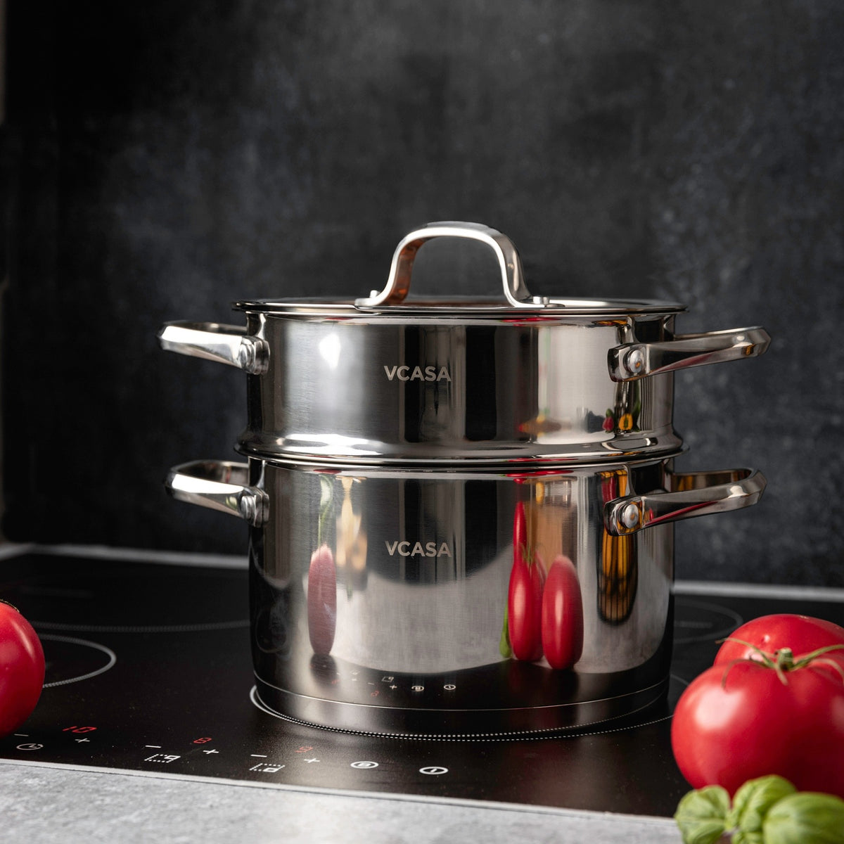 Steaming pot 3 el VCASA AMARA 20cm stainless steel 304 Packaging status original