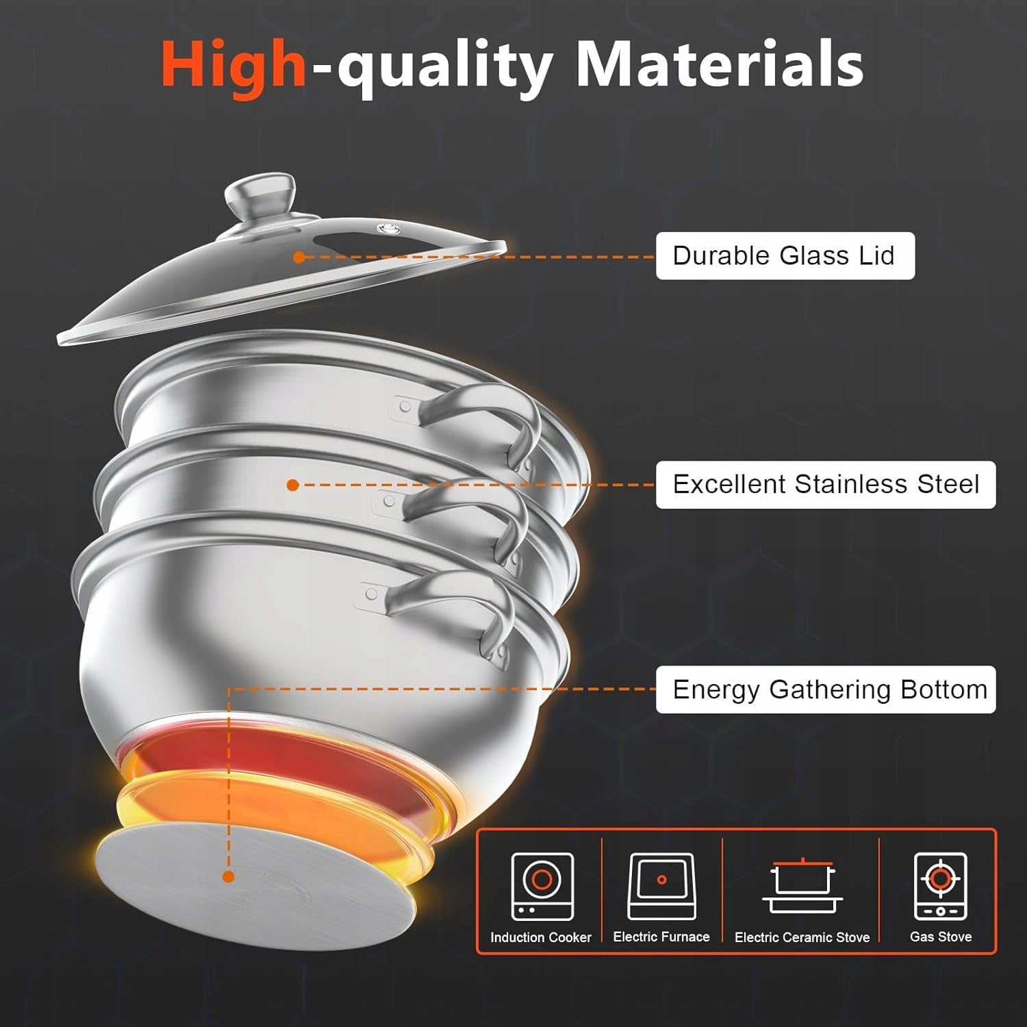 Steaming pot 3 level ,stainless steel Manufacturer code 3367305034435
