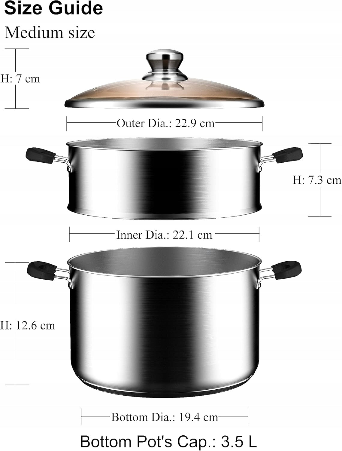 Steaming pot VENTION 3,6L 22cm| Stainless steel Manufacturer code B0C1T3J1TD