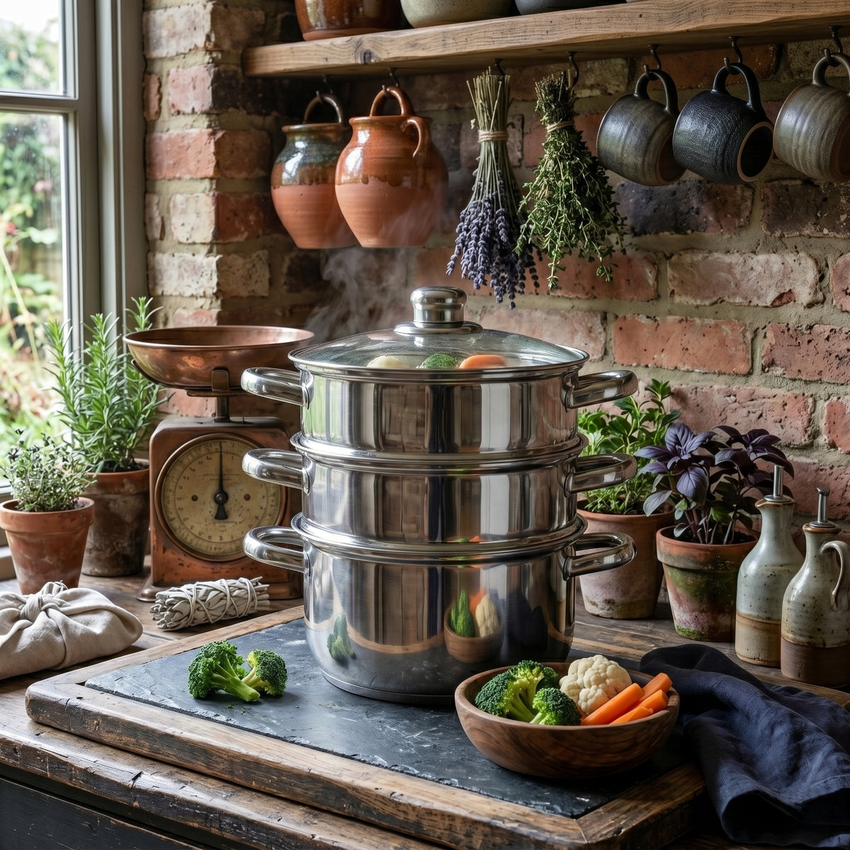 Steaming pot steamer induction gas steel Altom Design Fabio Manufacturer code 020400489